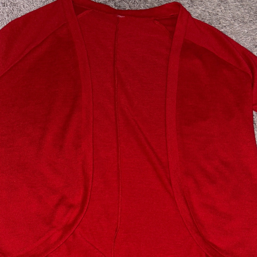 Vibrant Red Open Cardigan